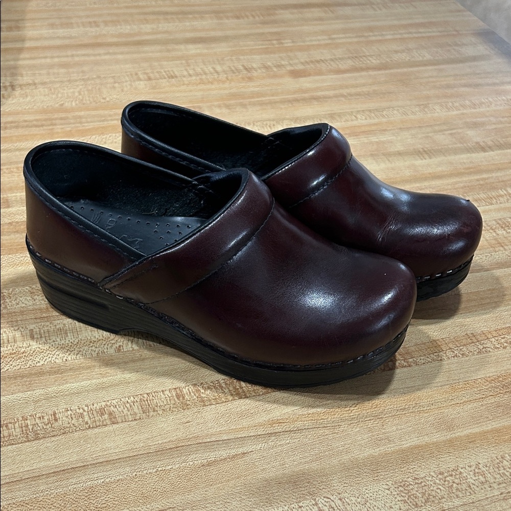 Dansko Burgundy Leather Mules
